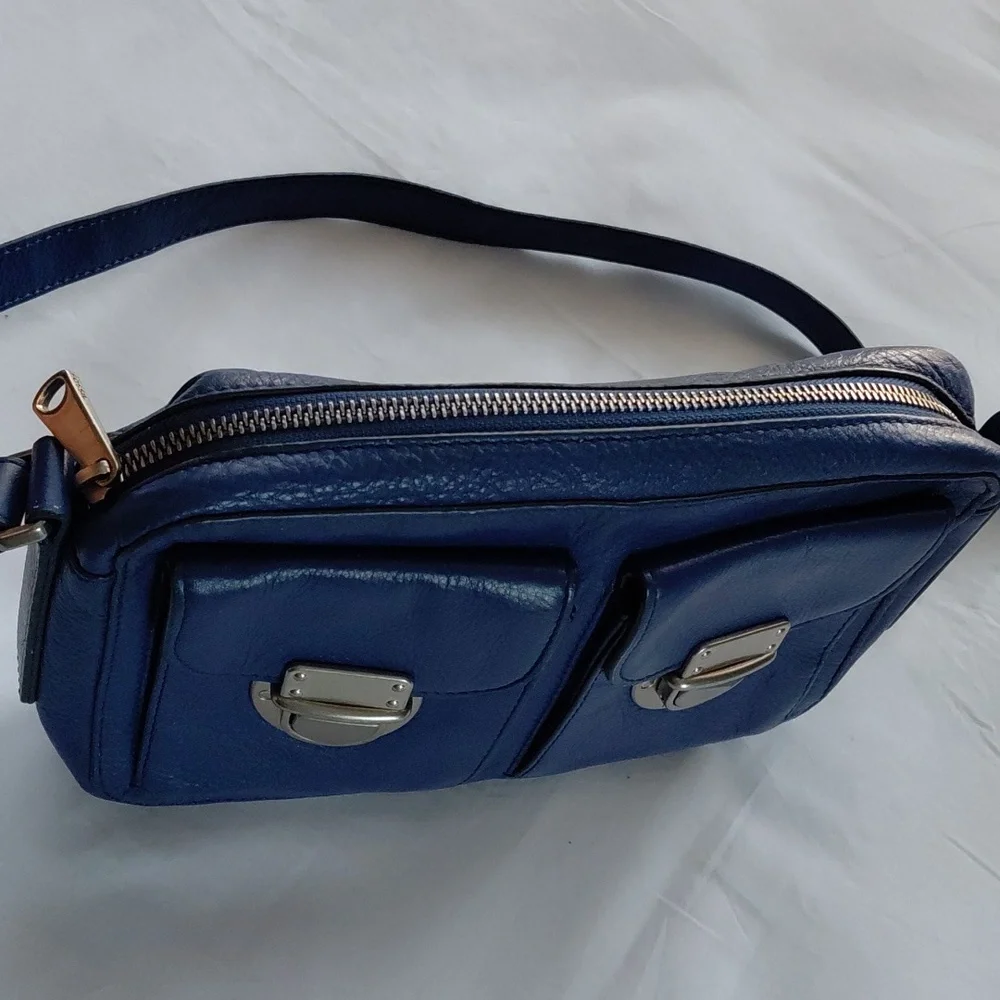 Fossil Navy Leather Crossbody Bag